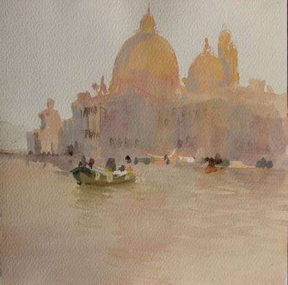 Пейзаж акварель Венеция